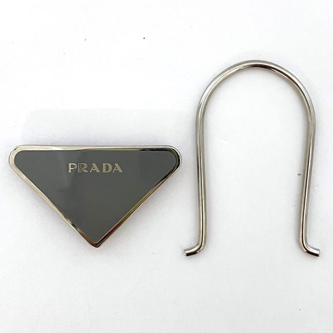 Prada Key Ring Silver Gray M713 Excellent Condition Metal Preowned Prada