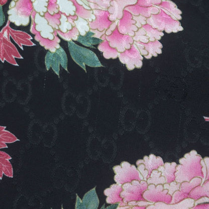 Gucci 624399 100% Silk GG Pattern Floral Shorts Black Pink 44 Made In Italy