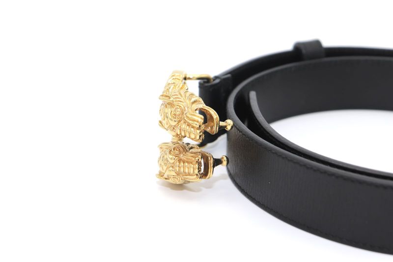 Gucci Double Taiga - Head Buckle Leather Belt 70 28 037 1766 1424 Black Made In