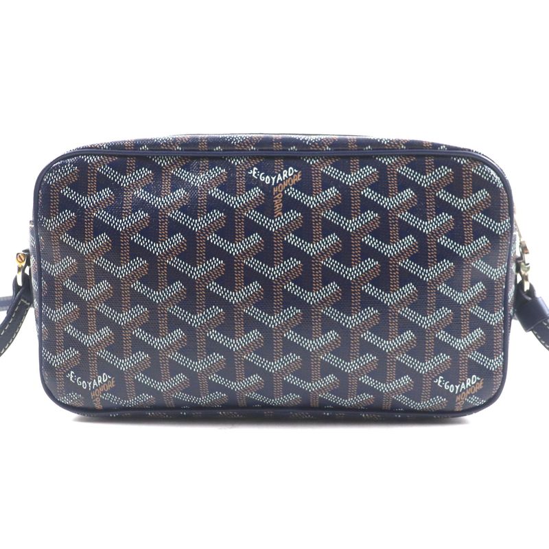 goyard Cupveil PM Canvas Leather Allover Logo Square Shoulder Bag Navy Storage