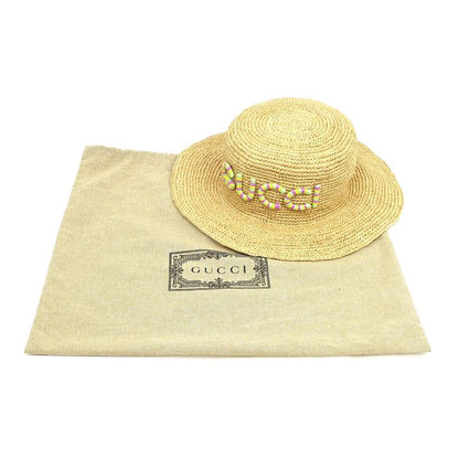 Gucci Straw Hat Straw Hat S Size 56cm (22.05in) Beige Multicolor