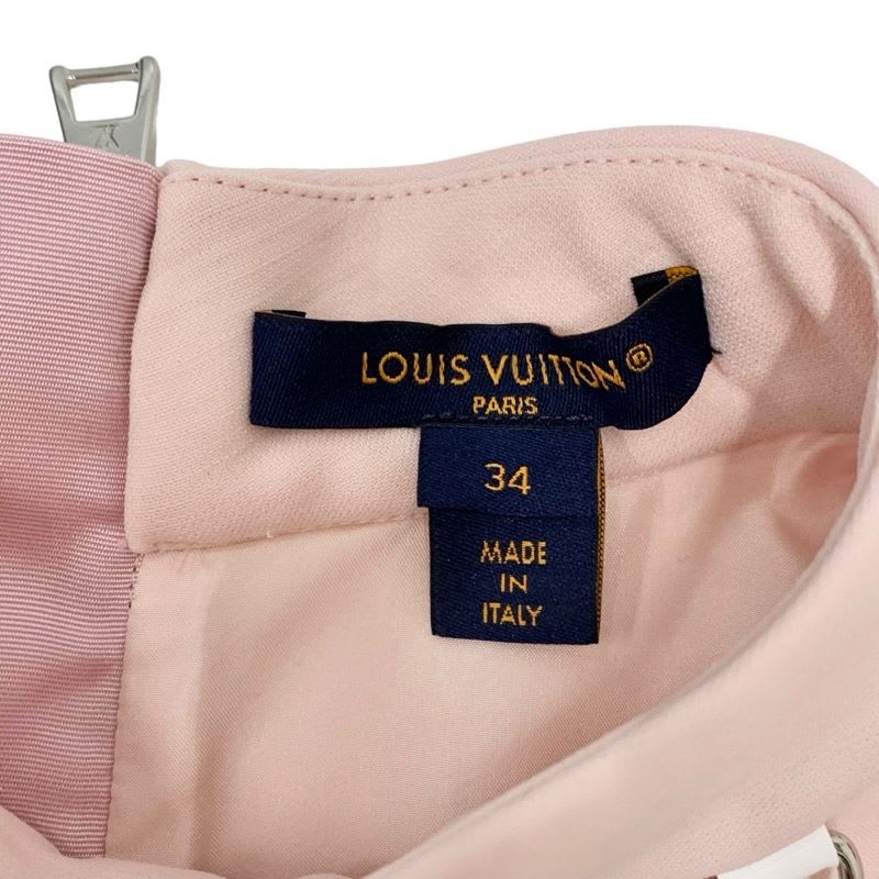 Louis Vuitton Dress Wool Silk Pink Silver Mock Neck Straight Sleeveless