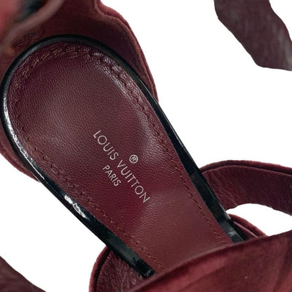 Louis Vuitton Sandals Shoes Velor Bordeaux Black Studs Velvet