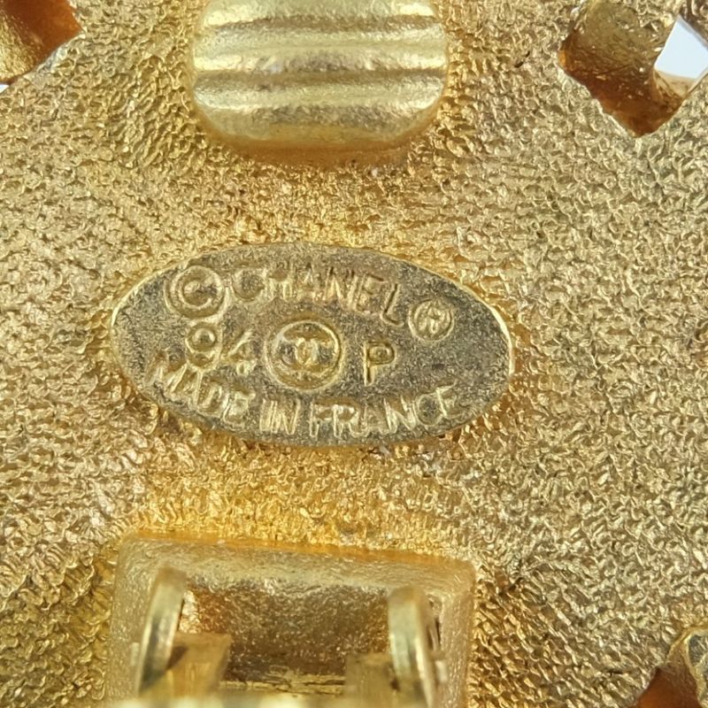 Chanel Coco Mark Gold Plated And Leather Gold 94P Ladies 24.1g Earring