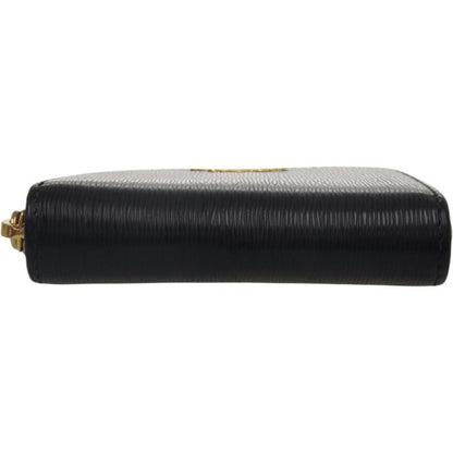 Prada Round Zipper 1mm (004in)268 Leather Gold Hardware Black Coin Case Wallet