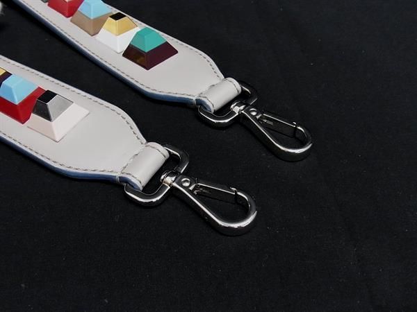 Fendi Strap You Leather Studded Shoulder Strap For Bags Beige Fs2581