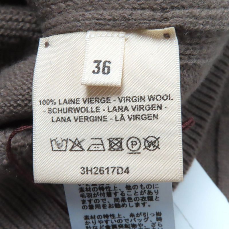 Hermes 23AW 3h2617d4 100% Wool H Motif Crewneck Long Sleeve Jacquard Knit Brown