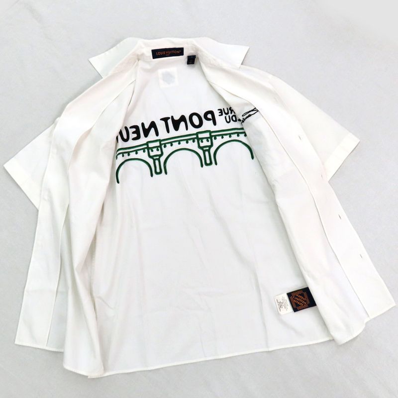 Louis Vuitton Short Sleeve Cotton Shirt 1afjdl S White Flower Pont