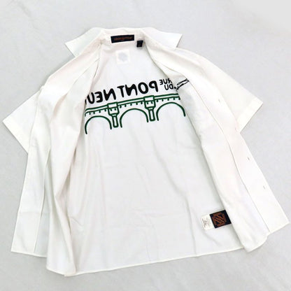 Louis Vuitton Short Sleeve Cotton Shirt 1afjdl S White Flower Pont