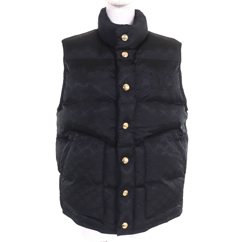 Celine 2w987795w Triomphe Badge Quilted Monogram Padded Vest Black 36 With