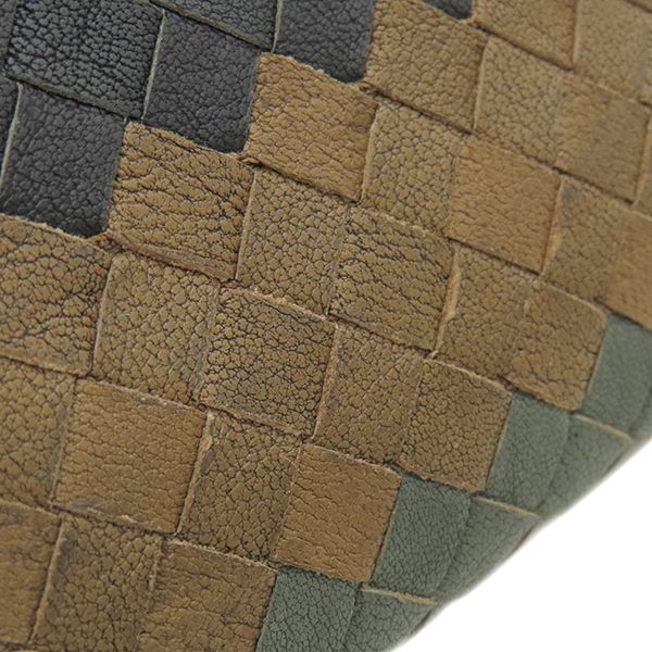 Bottega Veneta Long Wallet Intrecciato Leather Black X Brown X Khaki Black