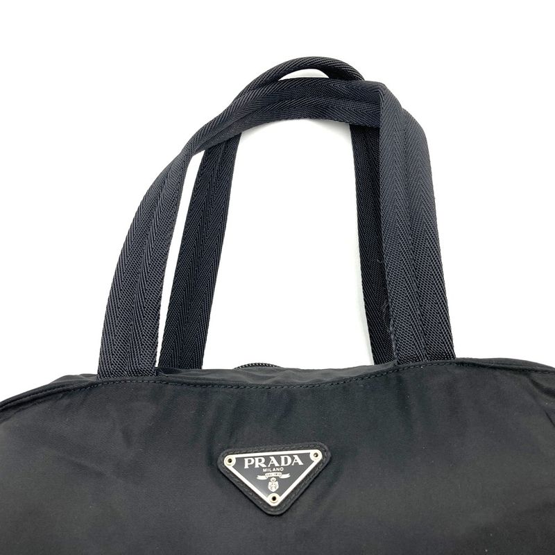 Prada Handbag Black Nylon Triangle Logo Triangle Logo Ladies Fashion Branded