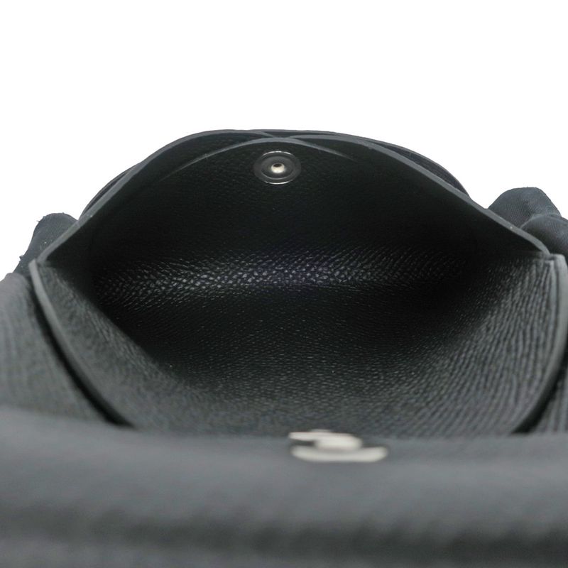 Hermes Calvi Duo Black Card Case With Coin Case Epson Leather W
