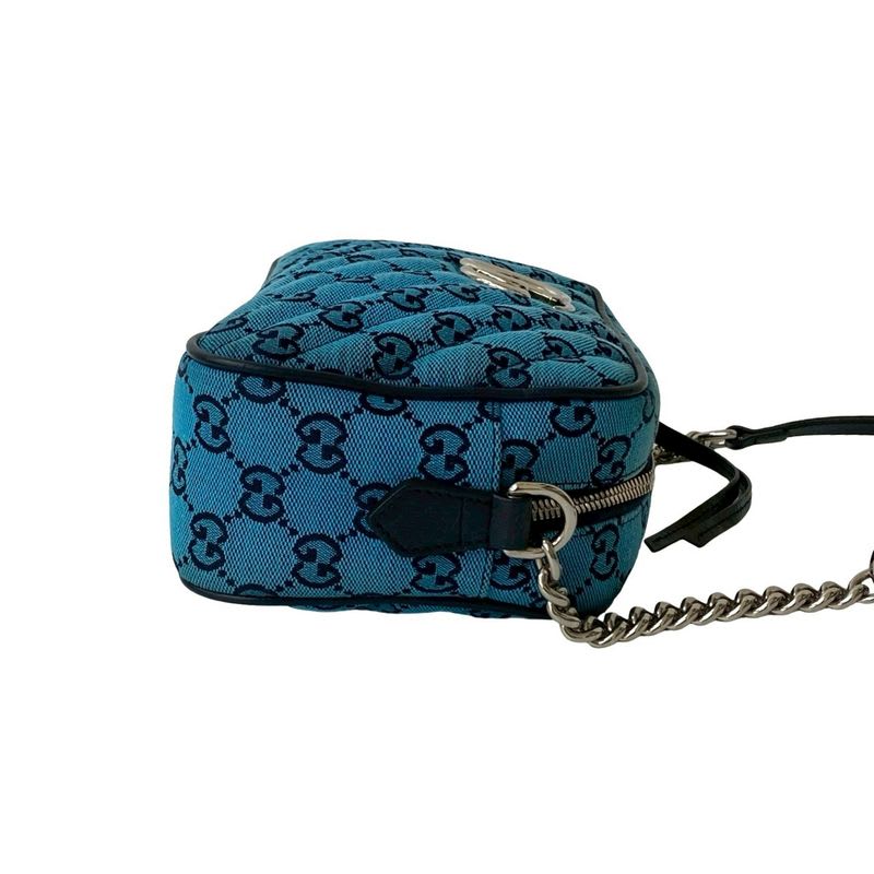 Gucci GG Marmont Canvas Leather Chain Shoulder Bag Pochette