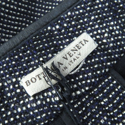 Bottega Veneta Intrecciato Leather Use Summer Tweed Skirt Tight Skirt Navy