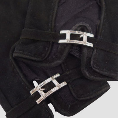 Hermes Gloves H Logo Hardware Suede Leather Rede