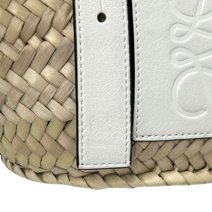 Loewe Bag Women's Brand Anagram Tote Leather Palm Leaf Basket Bag Small White