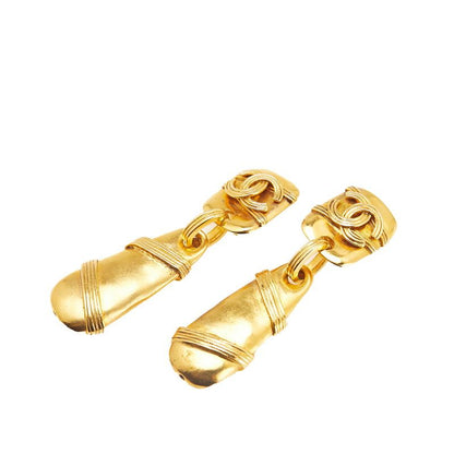 Chanel Vintage Coco Mark Earring Swing Gold Plated Ladies Chanel