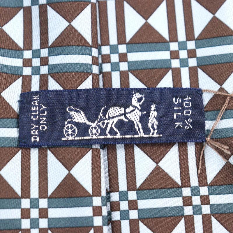 Hermes Cravate 100% Silk Art Deco Geometric Pattern Tie Multicolor With Box