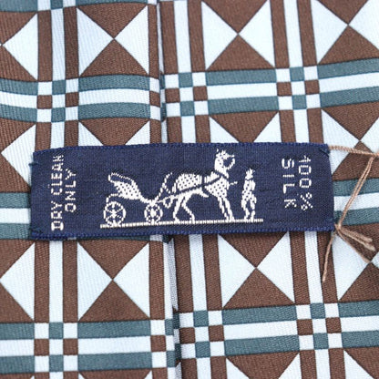 Hermes Cravate 100% Silk Art Deco Geometric Pattern Tie Multicolor With Box