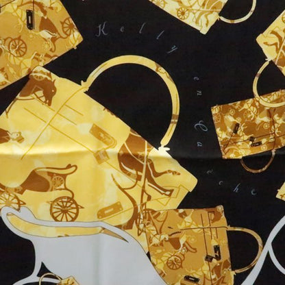 Hermes Kelly En Caleche 70 Kelly's Carriage Black X Yellow Silk With Box Hermes