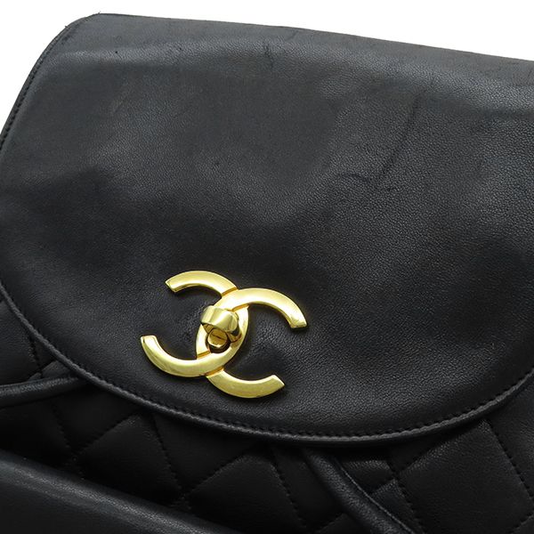 Chanel Backpack Daypack Matelasse Chain Backpack Sac Lambskin Black Gold