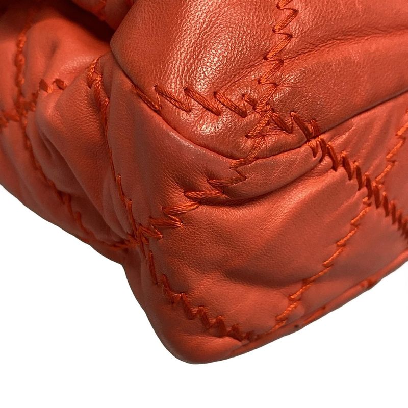 Chanel Shoulder Bag Ultra Stitch Orange Flap Bag / Silver Hardware / Chain