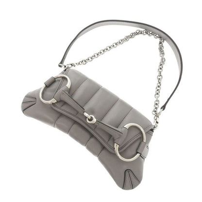 Gucci Horsebit 764339 Leather Gray Shoulder Bag 1515 Gucci