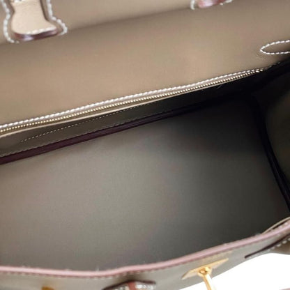Hermes Handbag Birkin 25 W Engraved Swift Etoupe Glaze Gold Hardware Hermes