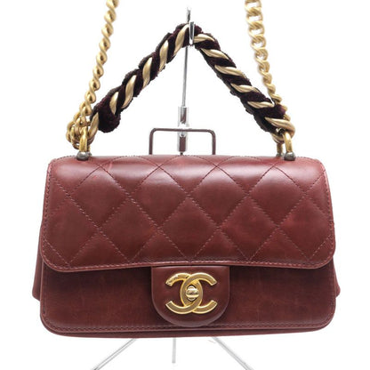 Chanel Matelasse Chain Shoulder Bag Red Calf Handbag
