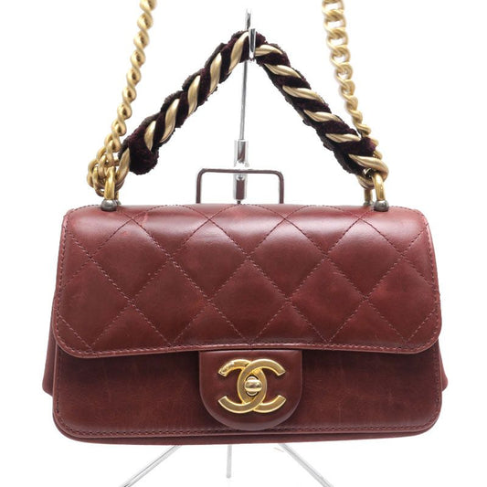 Chanel Matelasse Chain Shoulder Bag Red Calf Handbag