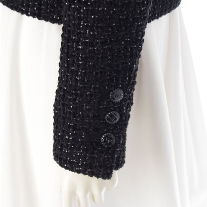 Chanel Cotton Blend Coco Button Collarless Jacket P73350v64896 Black 36
