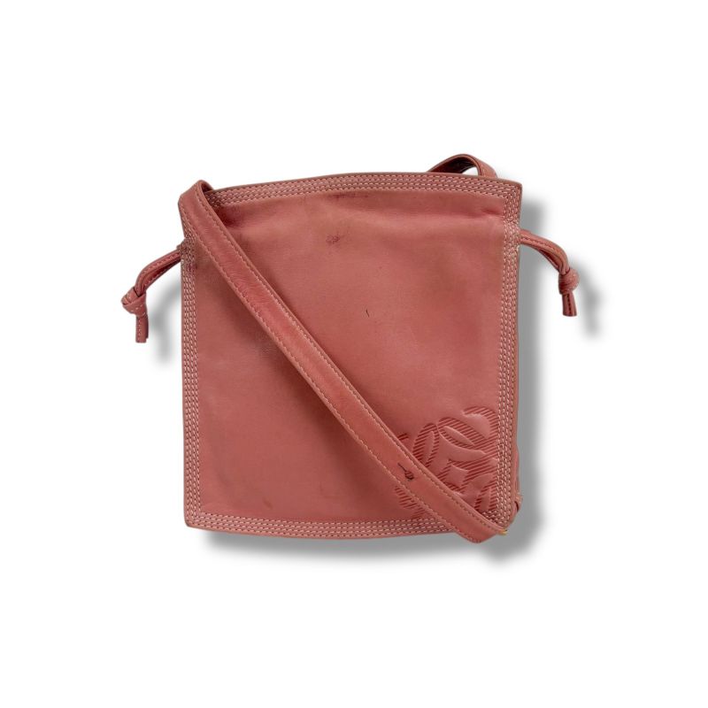 Loewe Mini Shoulder Bag Drawstring Shape Flamenco Pink Nappa Leather Anagram