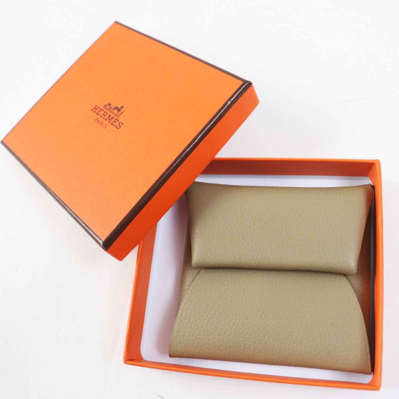 Hermes Bastia Beige Marfa Silver Hardware Evercolor Coin Case Engraved W With