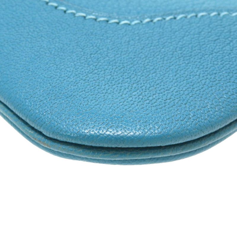 Hermes Trim 24 Chevre Turquoise Silver Hardware □H Engraved Shoulder Bag Blue