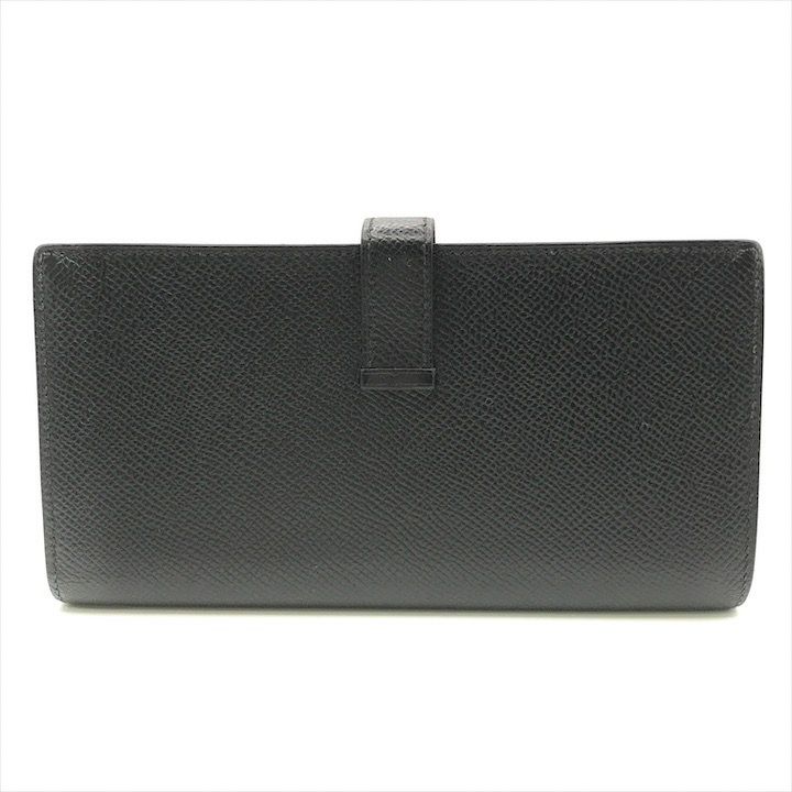Hermes Bearn Souffle Veau Epsom Monochrome Bifold Wallet Black