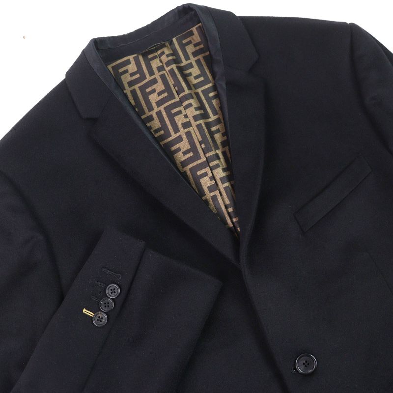 Fendi 2019 Fj0562 100% Cashmere Lining FF Logo And Zucca Pattern Logo Buttons