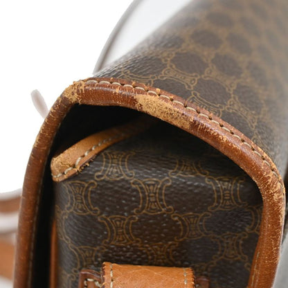 Celine Shoulder Bag Macadam PVC Leather Brown 05ka866