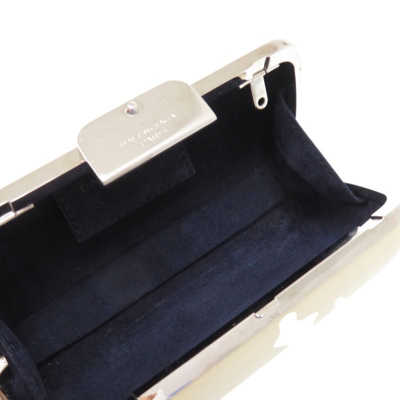 Balenciaga Gama 1 27276 Leather Metal Silver Hardware Ivory White Shoulder Bag