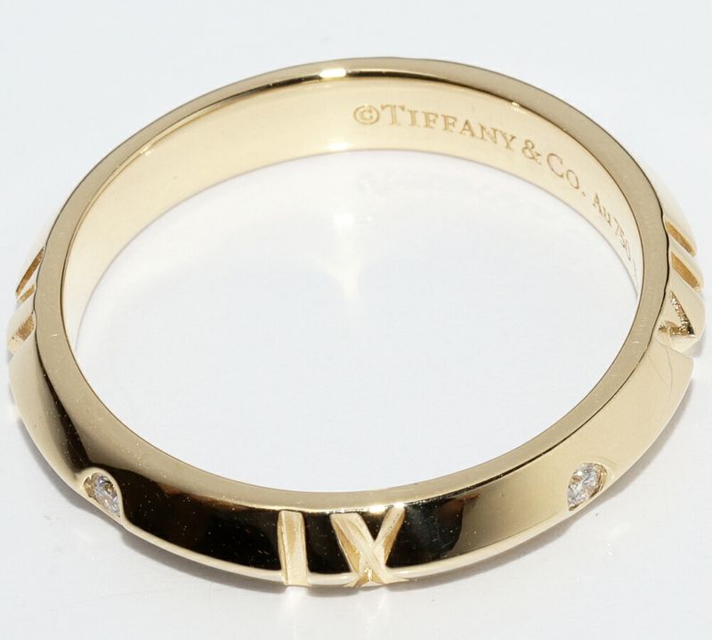 Tiffany & Co Ring 18K Yellow Gold Diamond 1P (010ct) Atlas X Closed Narrow Ring
