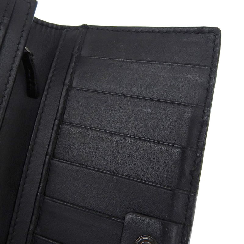 Gucci GG Striped 233112 Calf Black Unisex Long Wallet