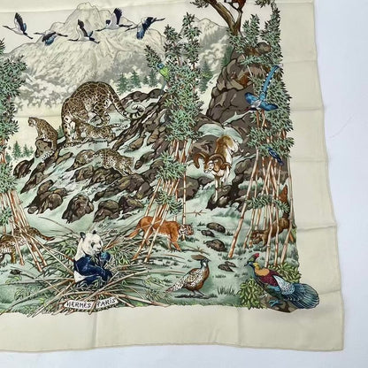 Hermes Carre 90 Sichuan Silk Scarf White