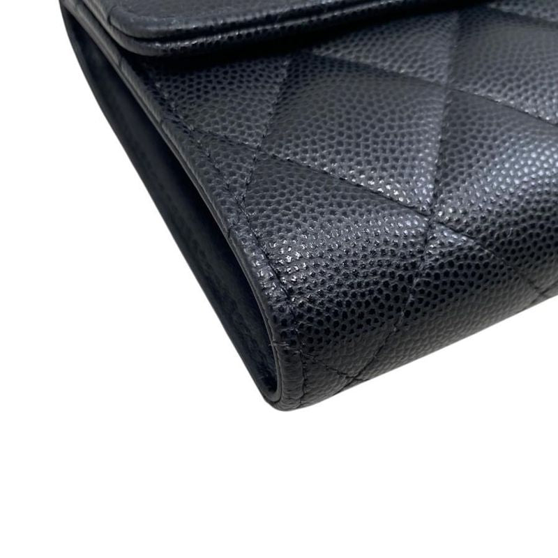 Chanel Trifold Wallet Flap Wallet Ap4175 Matelasse Caviar Skin Coco Mark