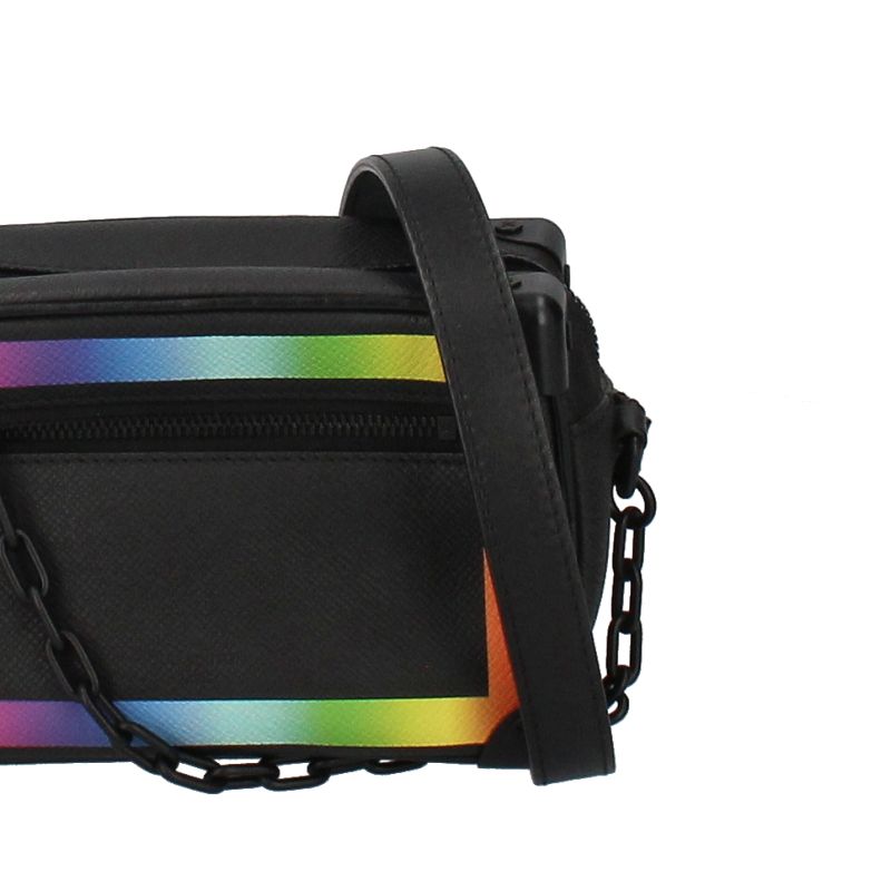 Louis Vuitton Mini Soft Trunk M30351 Taiga Men's Shoulder Bag Black Excellent