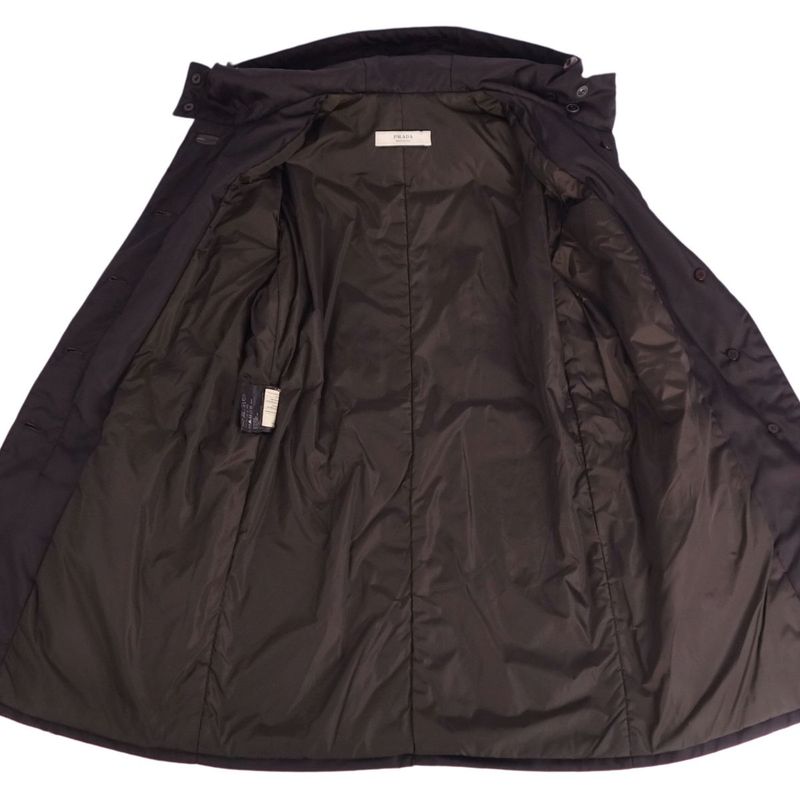 Prada Coat Hooded Cotton Nylon None Outerwear Rede