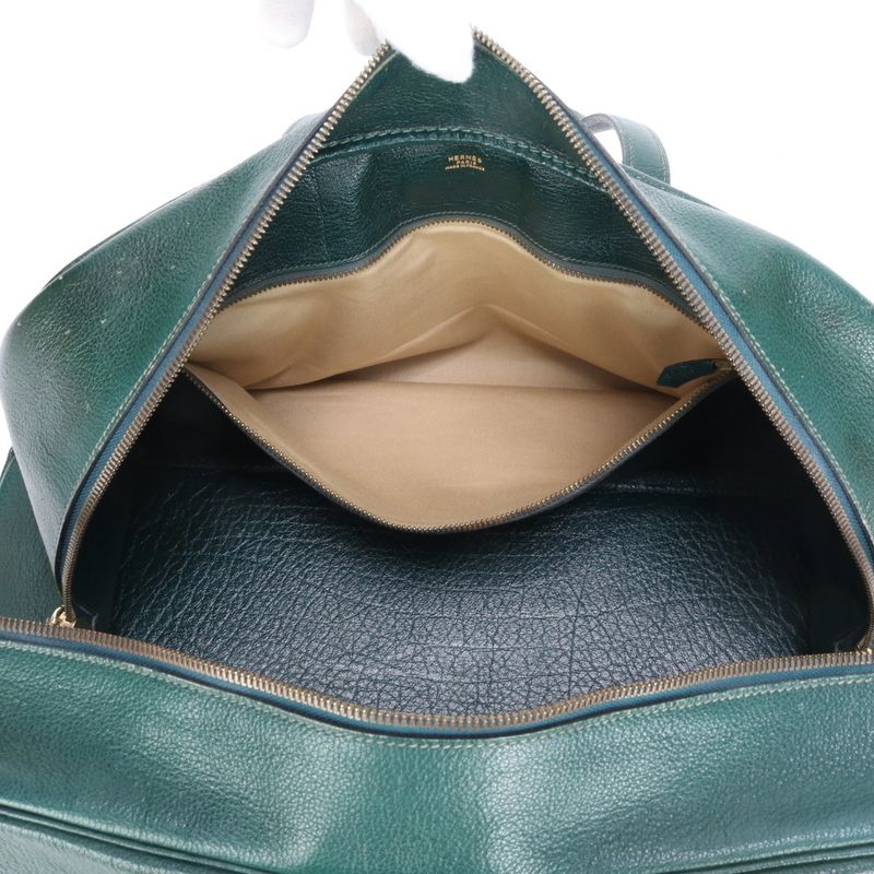 Hermes 00W Marked Gallop 50 Leather Boston Bag Green Business Travel A4 Tote