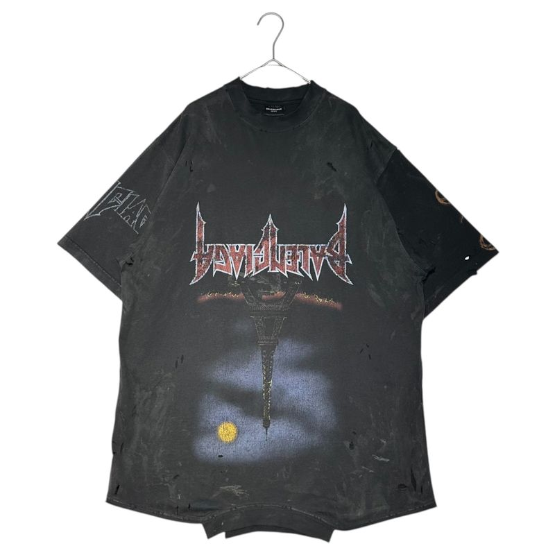 Balenciaga 23ss Paris Moon Upside Down Destroyed Print Oversize D T-Shirt 698811