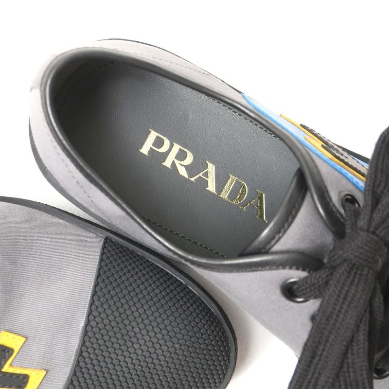 Prada Sneakers Size 5 1 2 Low Cut Rubber Wappen Leather Shoes 20250610 Ra5022