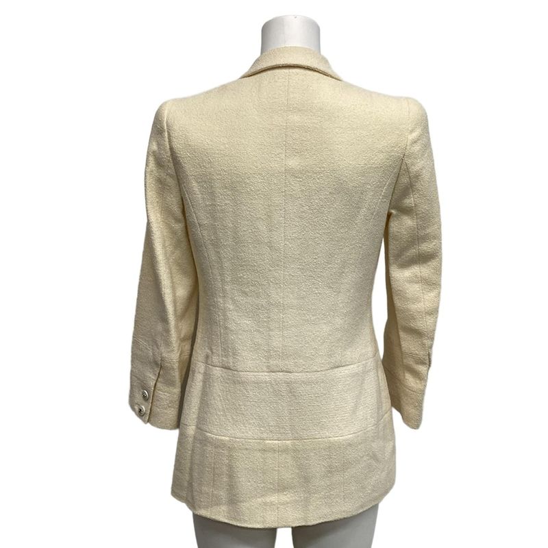 Chanel Jacket Size 38 M Women - P06411 Ivory Long Sleeves/shoulder Pads Wool
