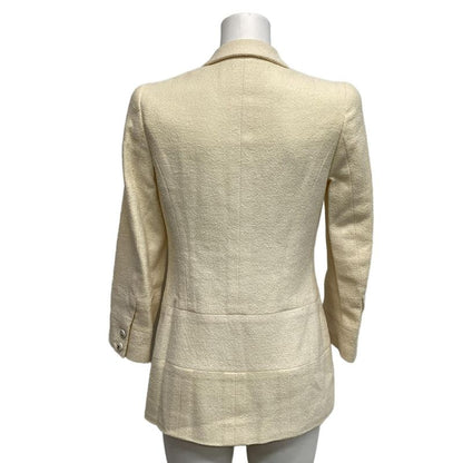 Chanel Jacket Size 38 M Women - P06411 Ivory Long Sleeves/shoulder Pads Wool
